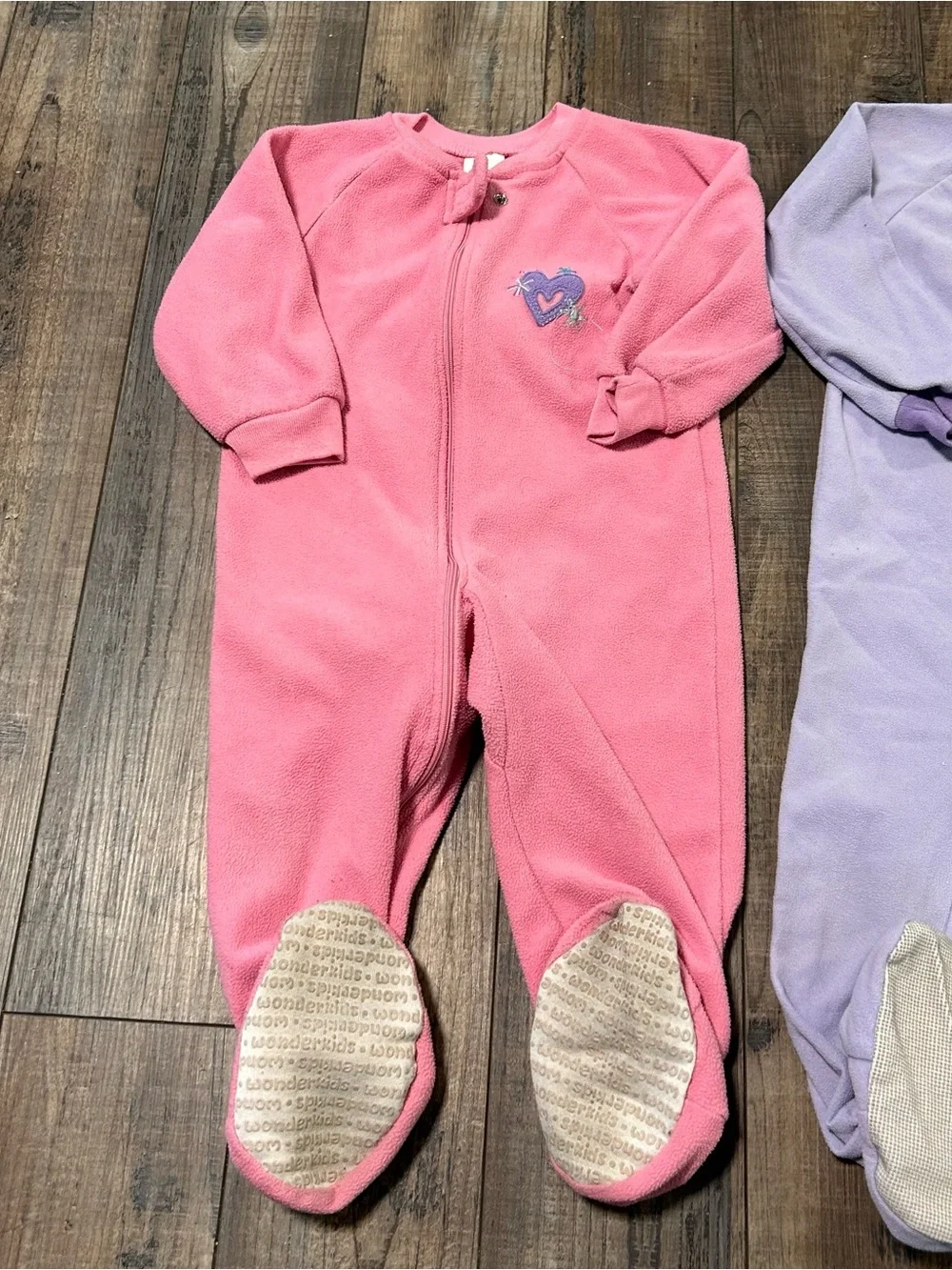 Baby Girls Zip Fleece Footie One Piece Lot Pink Purple 2T/ 24 Months